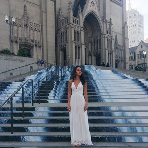 Beautiful White Deep V Prom Dress